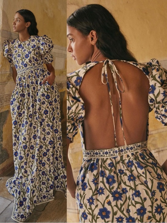 Agua by Agua Bendita Dresses & Skirts - Agua by Agua Bendita Azul Amapola Pleated Cotton Poplin Maxi Dress NEW with tags